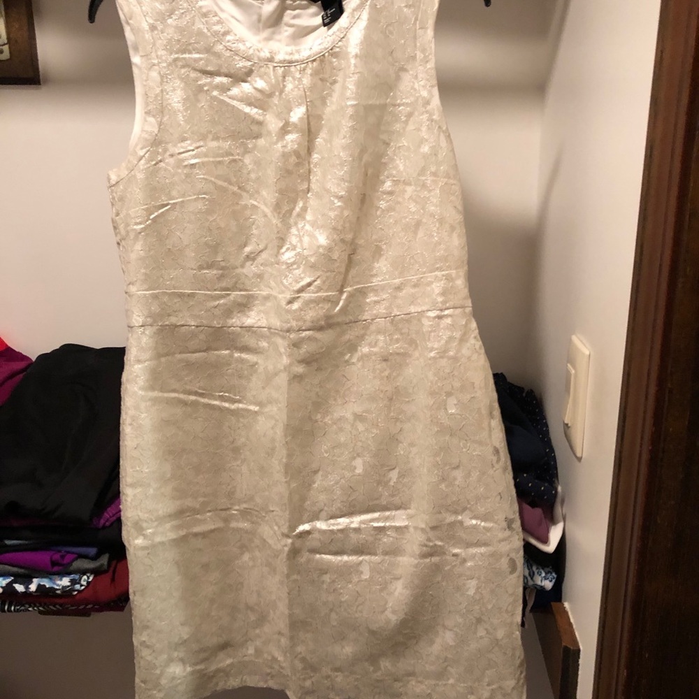 HM gold and white tinsel lace dress
